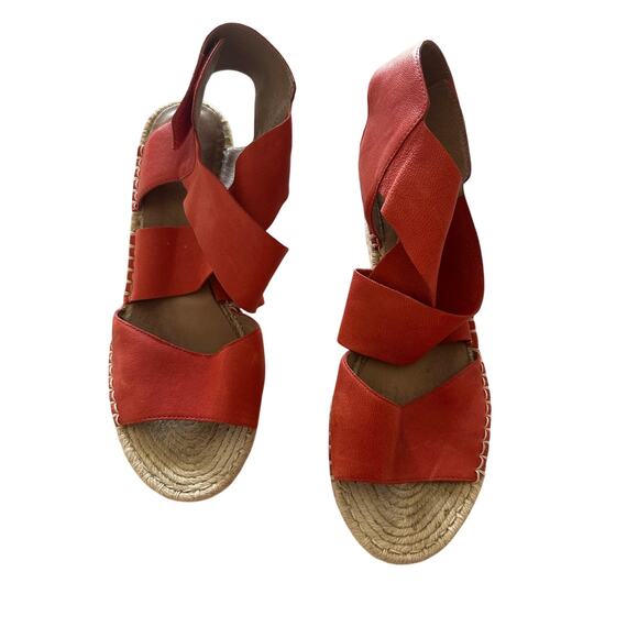 Eileen Fisher - Willow Tumbled Leather Espadrille- Red Poppy - Sz 11 - Picture 4 of 7